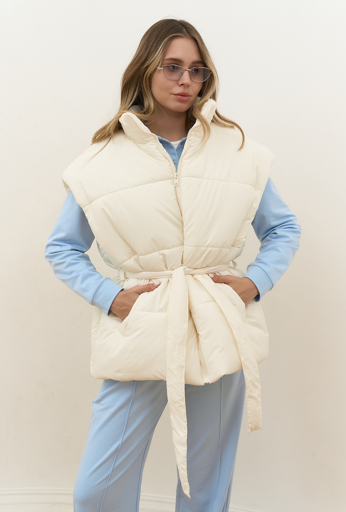 Жилет oversize молочний. Maritel. Зображення 4