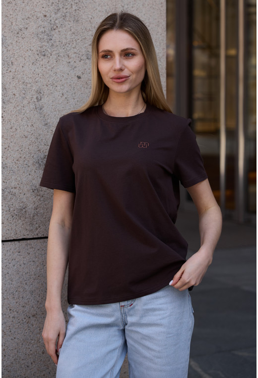 Футболка с вышивкой шоколадная. Maritel. Изображенние 3