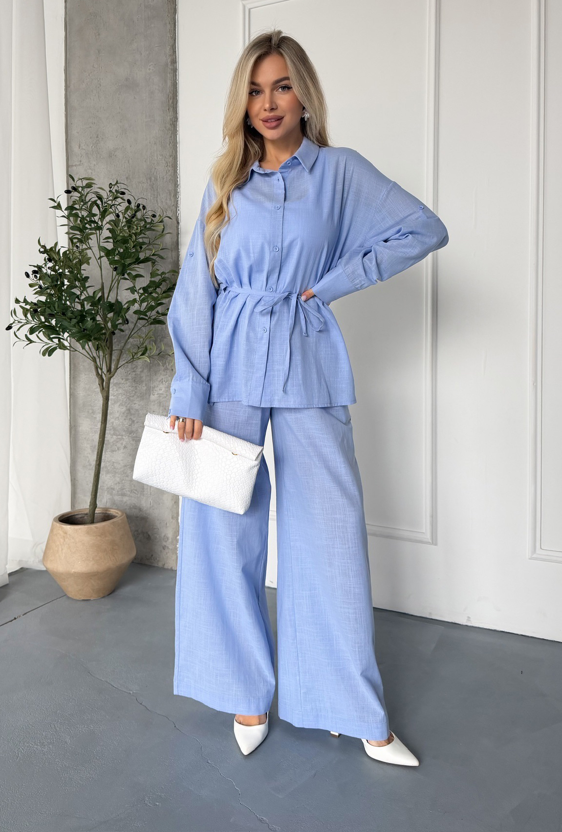 Костюм из льна голубой. Maritel