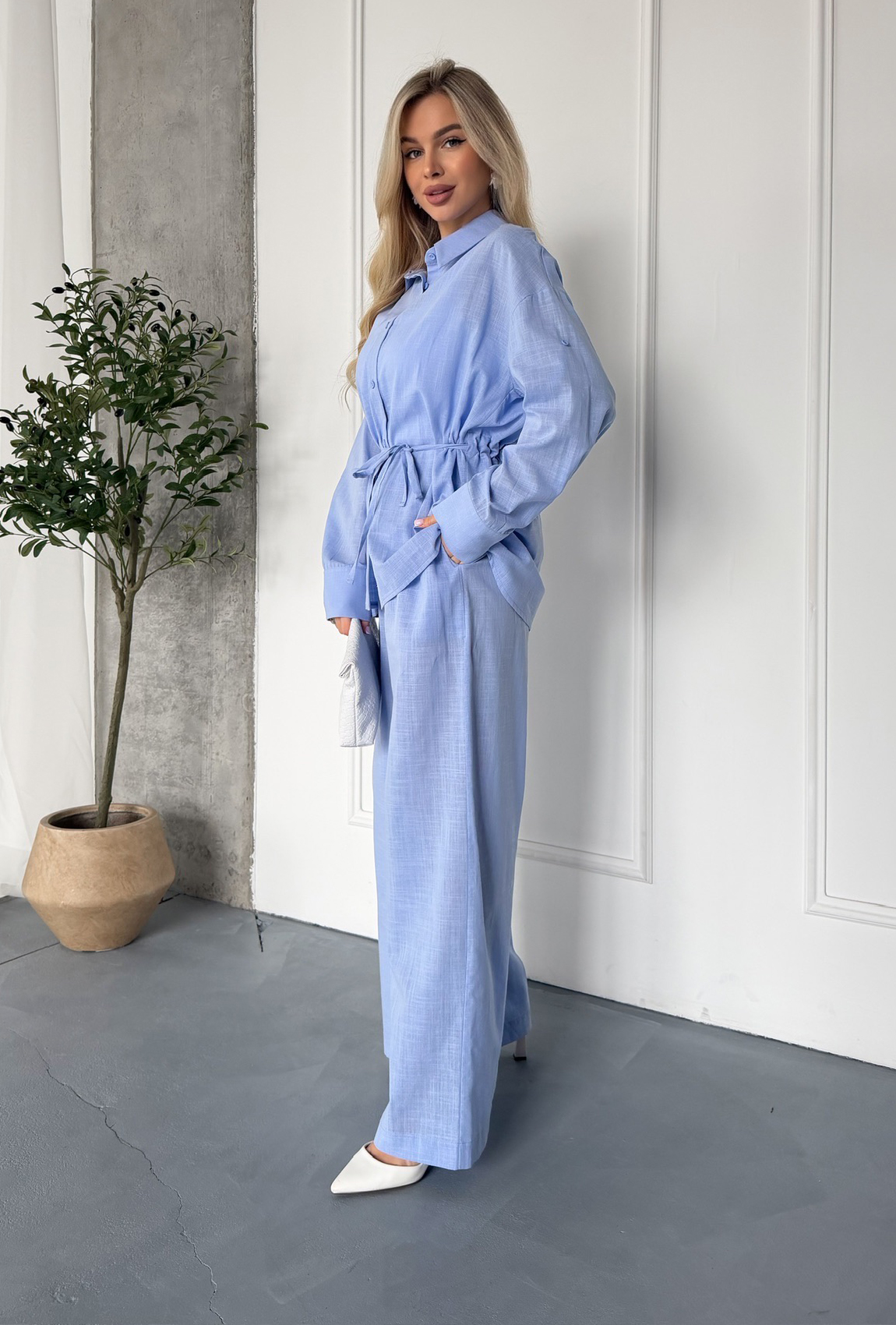 Костюм из льна голубой. Maritel. Изображенние 1