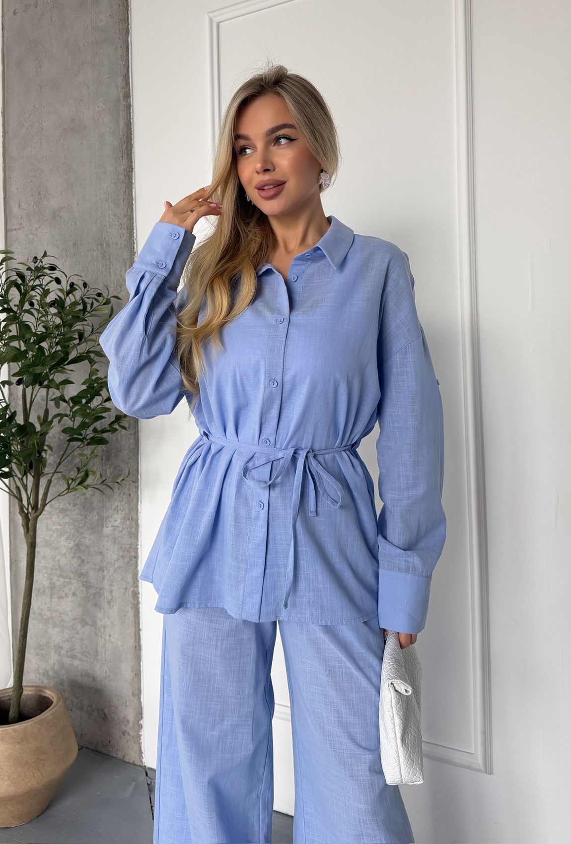 Костюм из льна голубой. Maritel. Изображенние 4