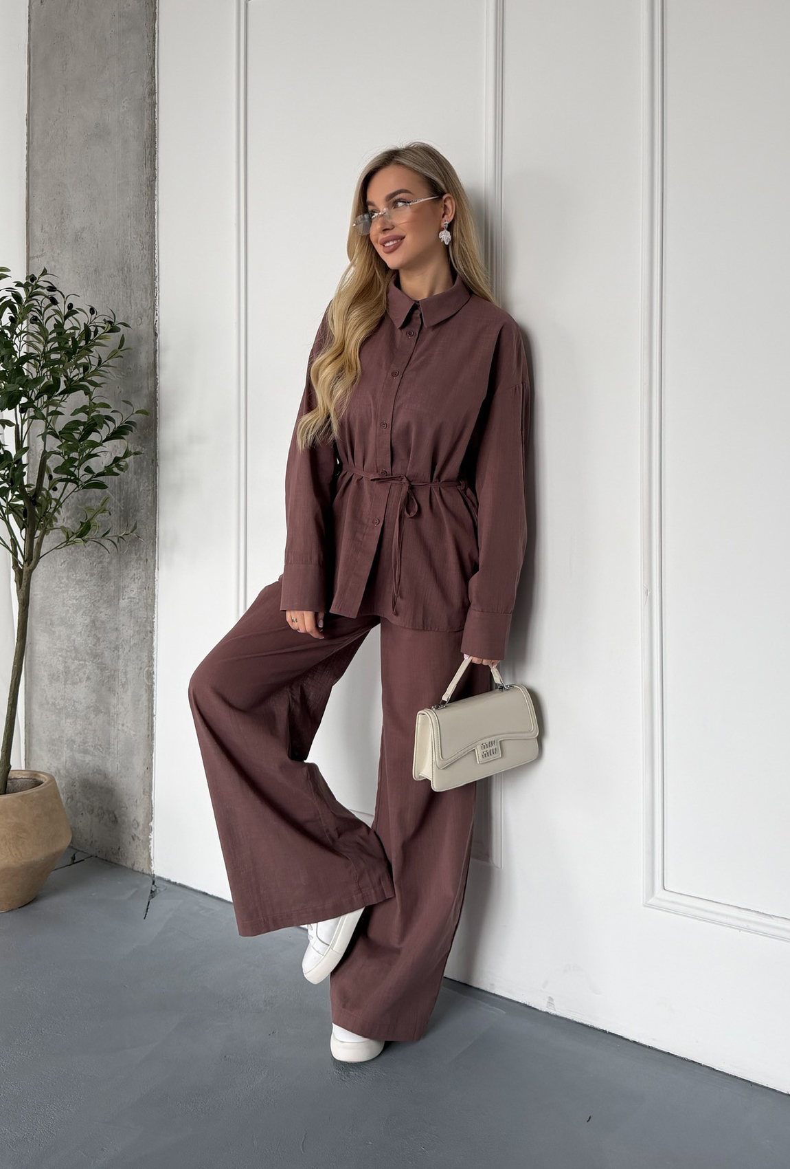 Костюм из льна шоколадный. Maritel. Изображенние 5