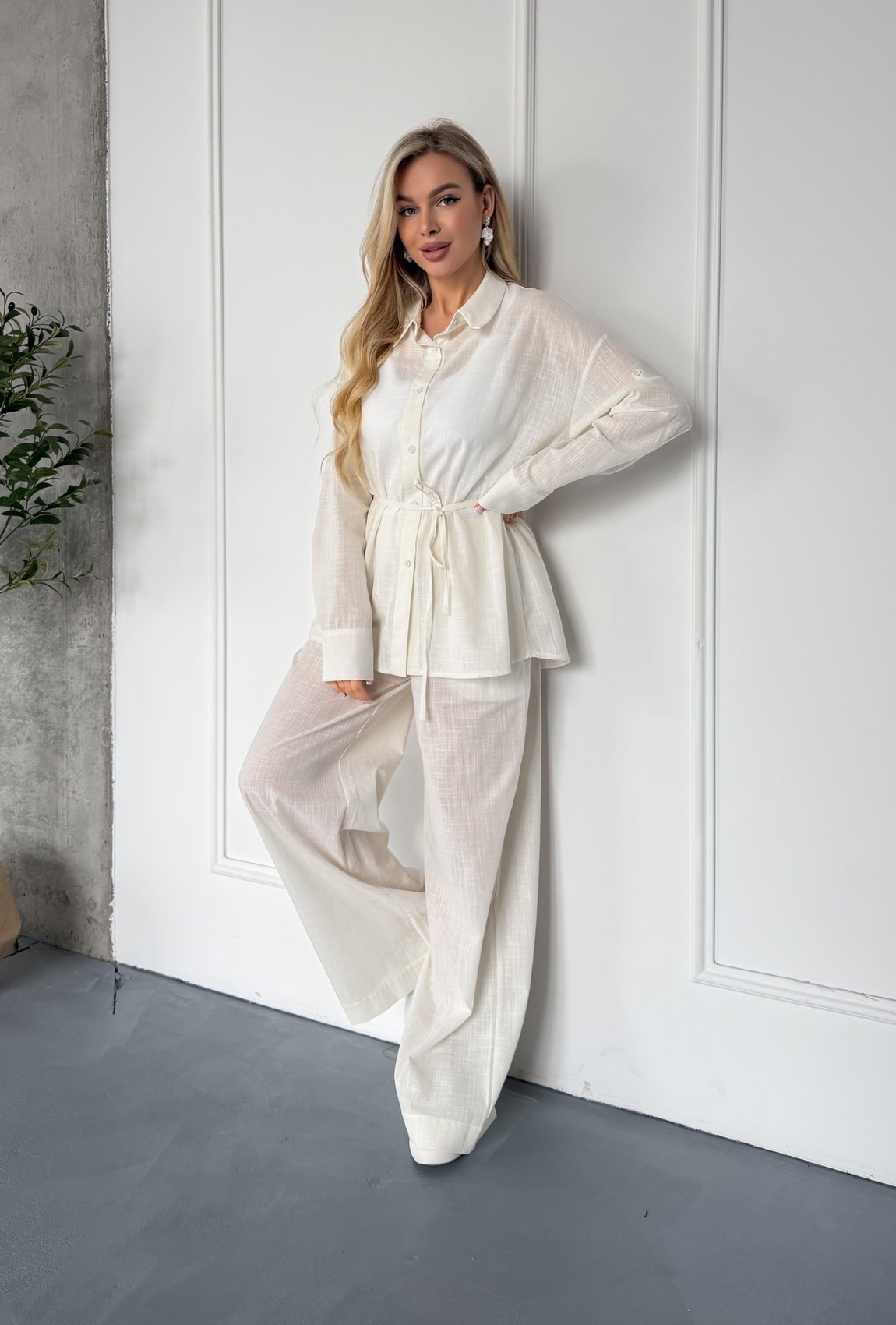 Костюм из льна молочный. Maritel