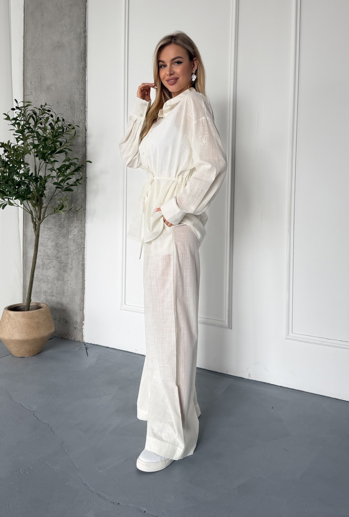 Костюм из льна молочный. Maritel. Изображенние 1