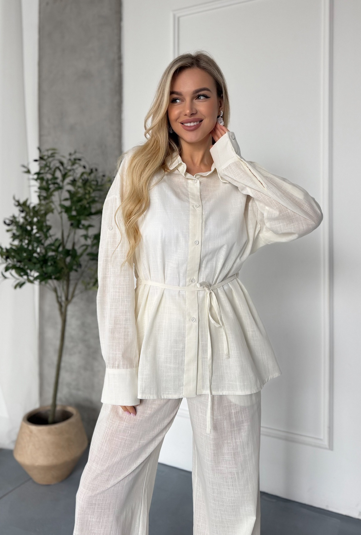 Костюм из льна молочный. Maritel. Изображенние 3