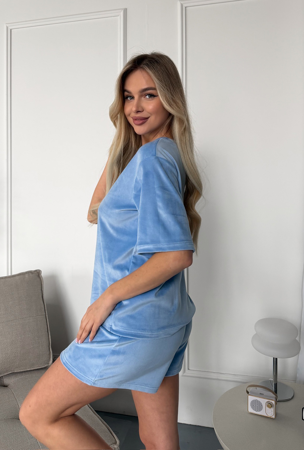 Піжама обрі з шортами блакитна. Maritel. Зображення 1