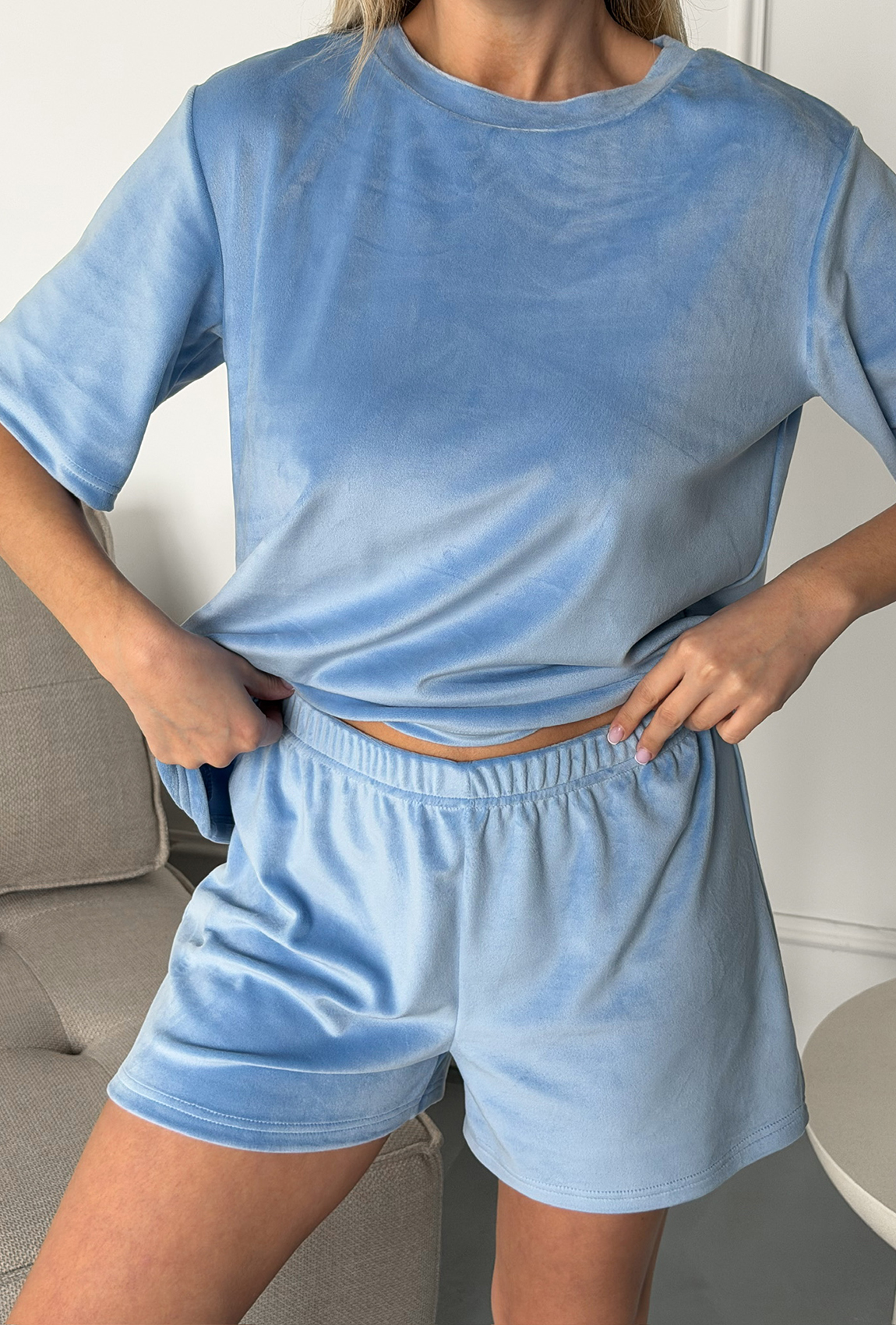 Піжама обрі з шортами блакитна. Maritel. Зображення 4