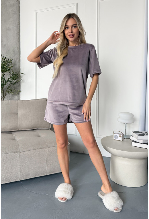 Пижама обри с шортами темная лаванда. Maritel. Изображенние 3
