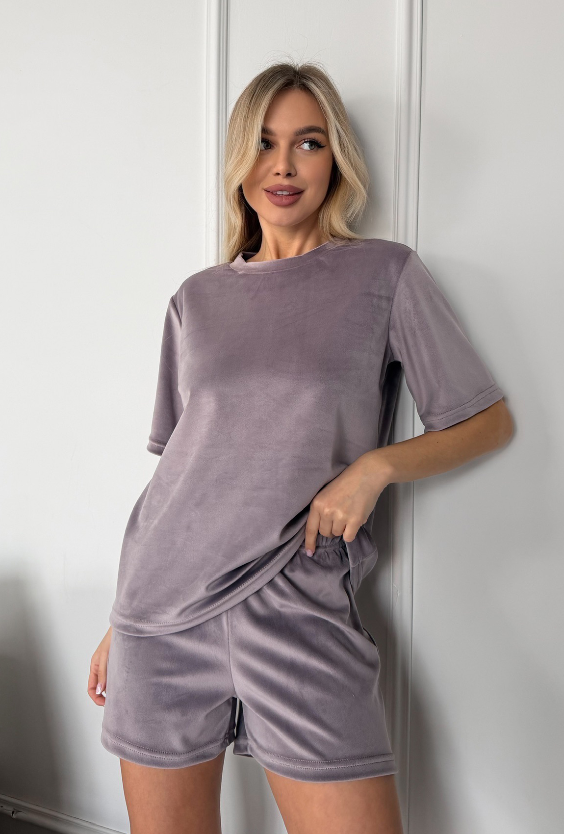 Піжама обрі з шортами темна лаванда. Maritel. Зображення 4
