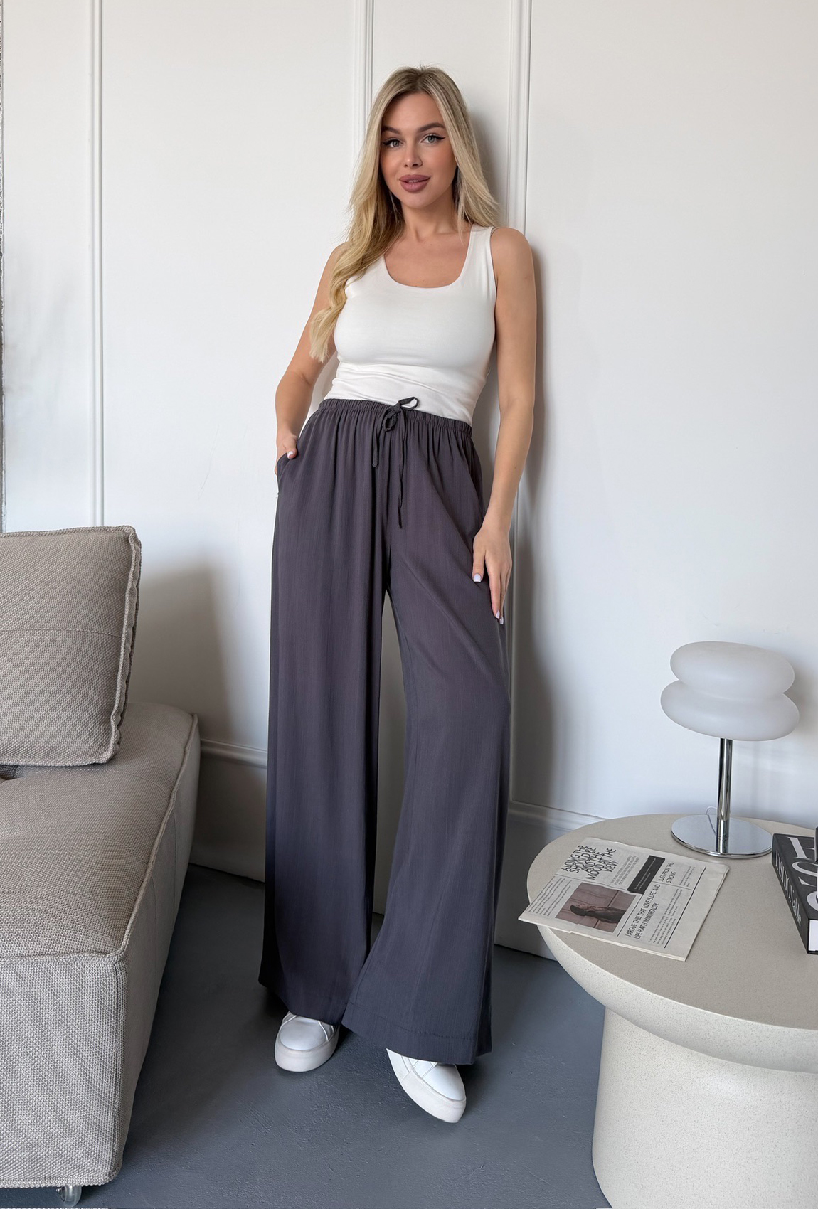 Графитовые штаны лен-штапель. Maritel