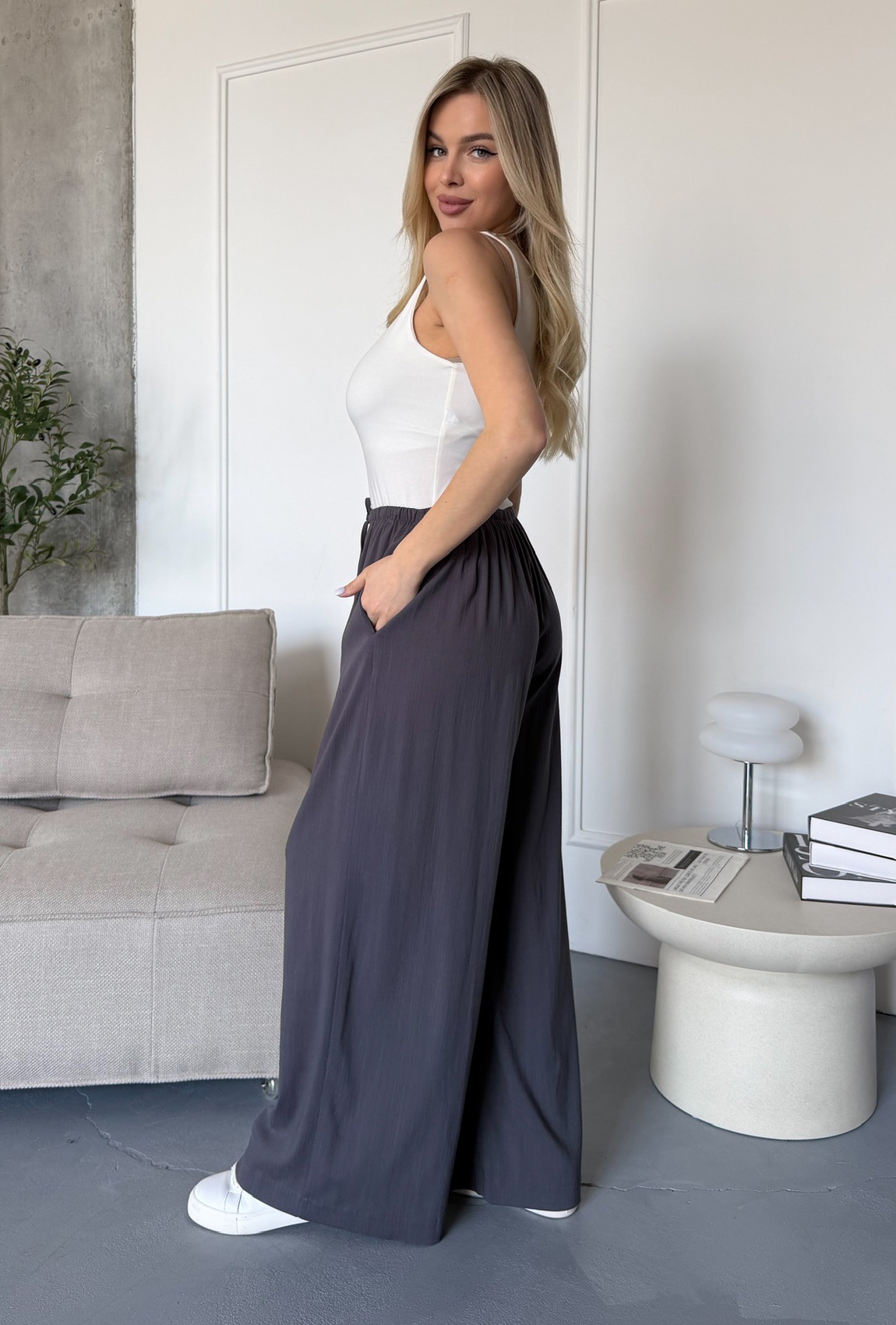 Графитовые штаны лен-штапель. Maritel. Изображенние 1