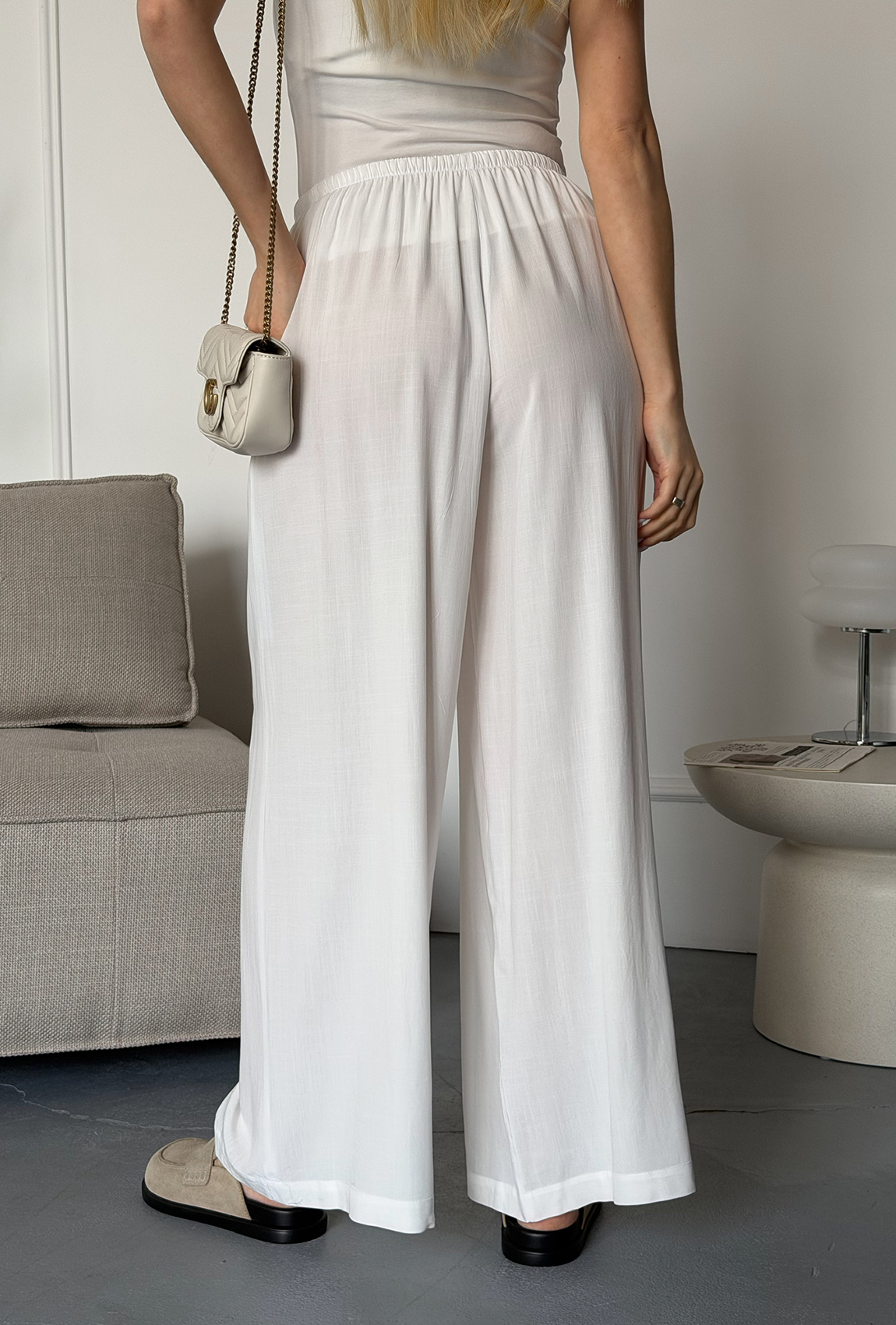 Брюки лен-штапель молочные. Maritel. Изображенние 6