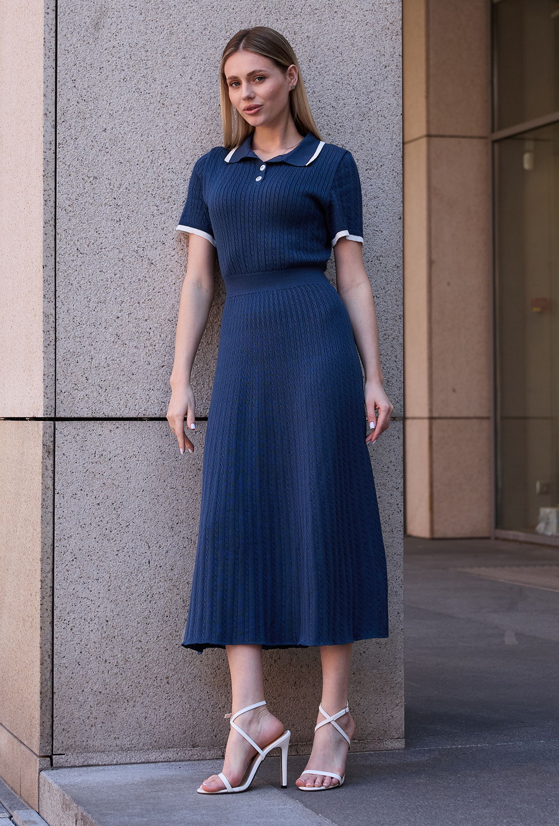 Платье вязка поло косы синее. Maritel Платье вязка поло косы синее. Maritel