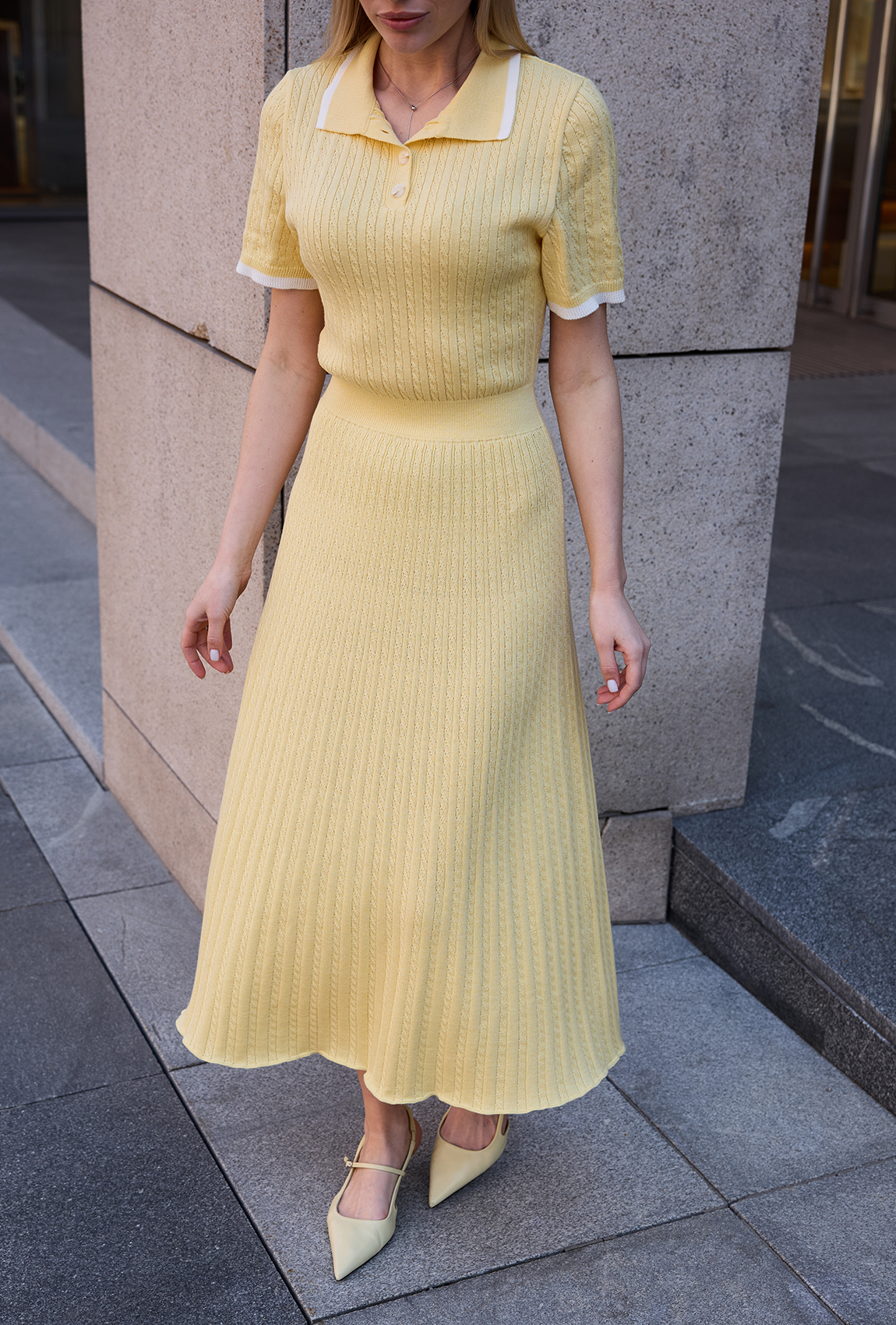 Платье вязка поло косы желтое. Maritel. Изображенние 3 Платье вязка поло косы желтое. Maritel. Изображенние 3