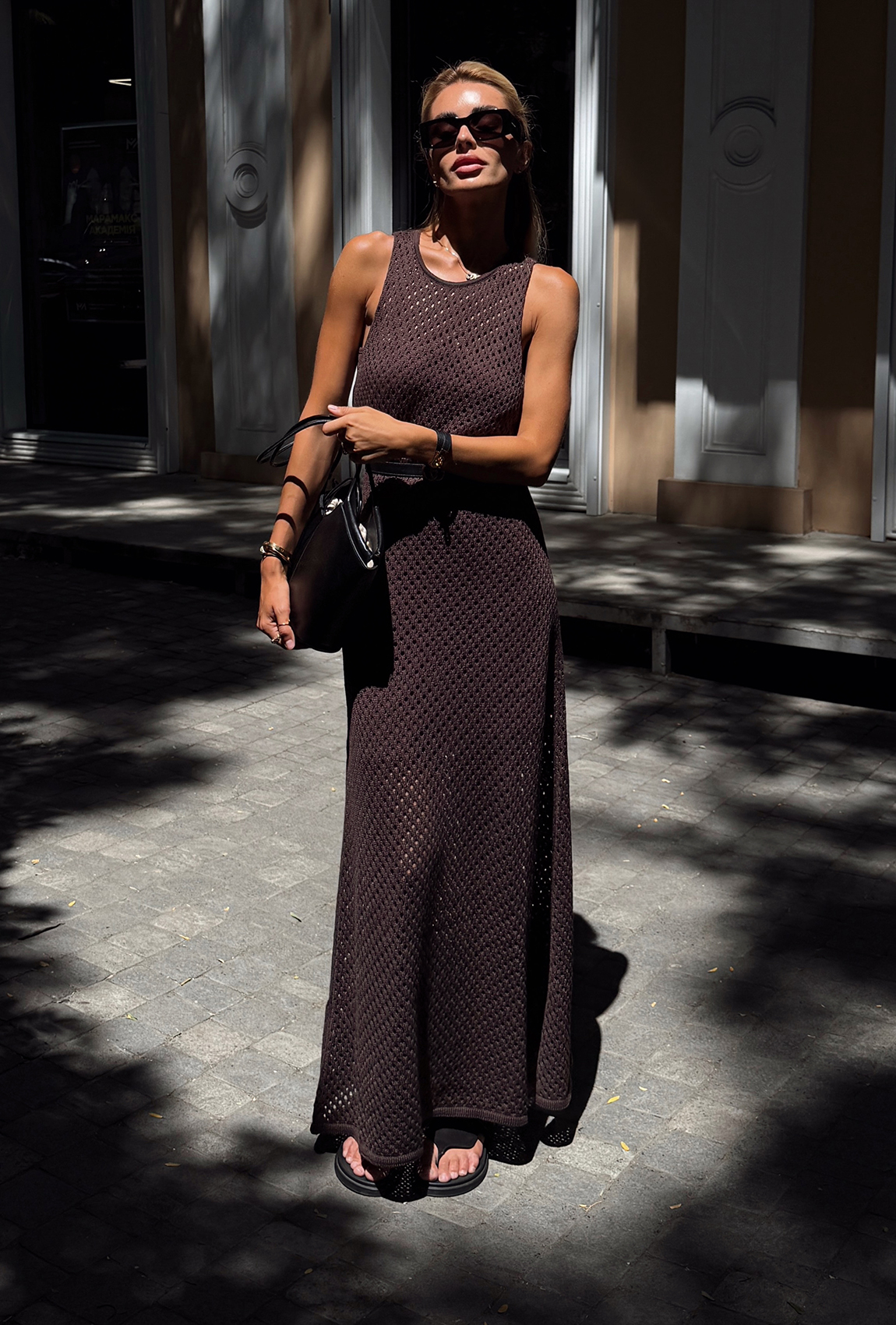 Платье вязаная сетка шоколад. Maritel. Изображенние 5