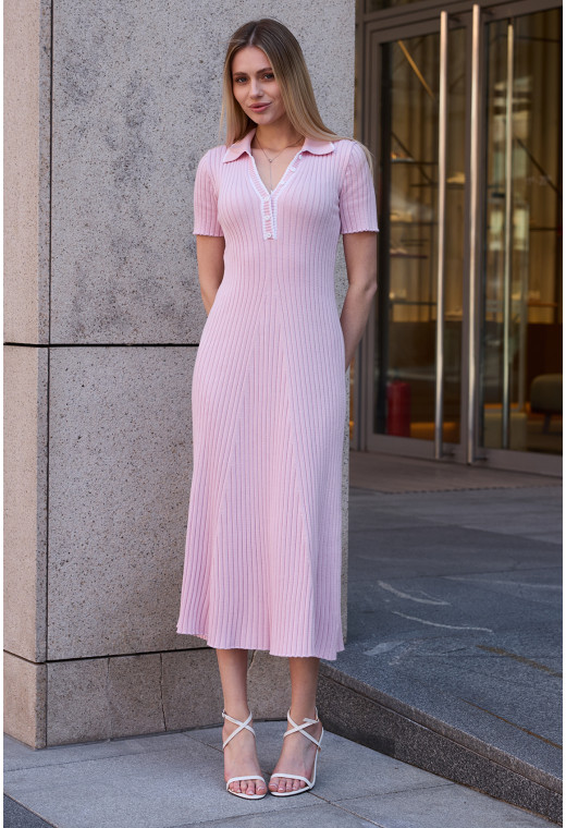 Сукня в'язка з гудзиками пудрова. Maritel. Зображення 2