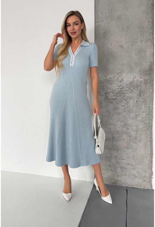 Сукня в'язка з гудзиками блакитна. Maritel. Зображення 1