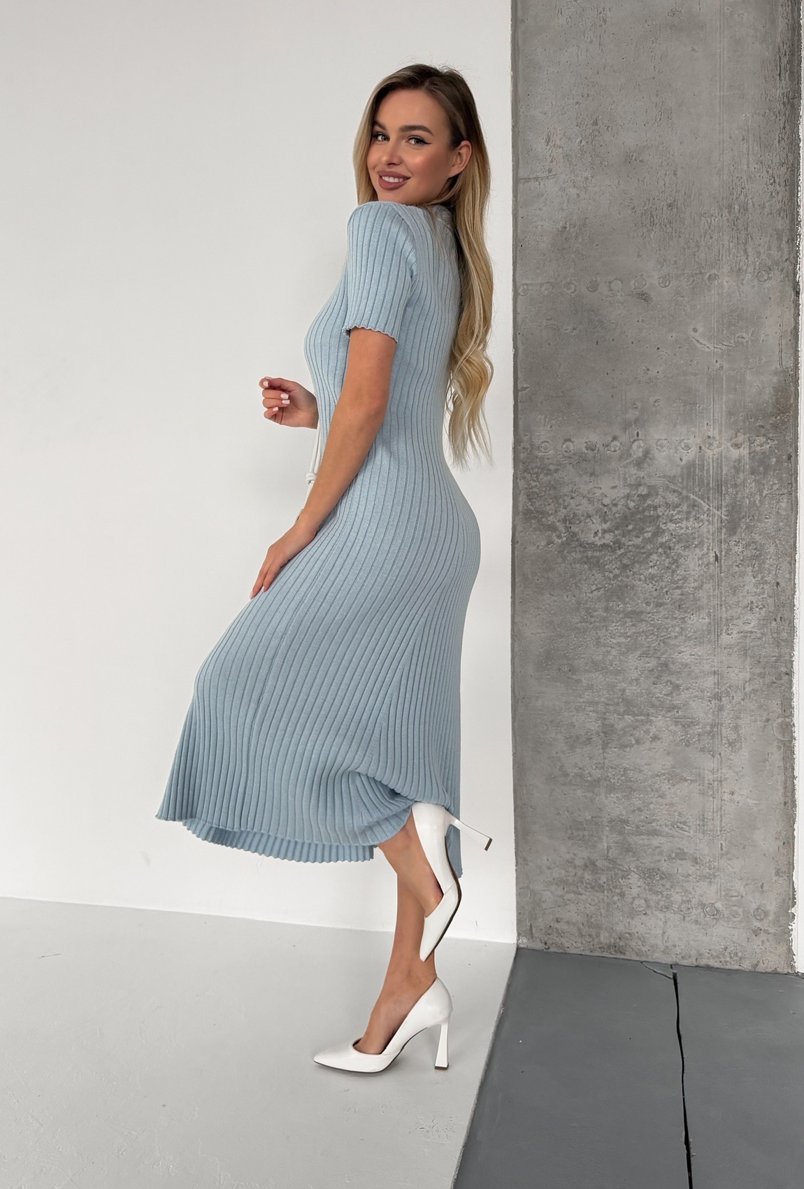 Сукня в'язка з гудзиками блакитна. Maritel. Зображення 1 Сукня в'язка з гудзиками блакитна. Maritel. Зображення 1