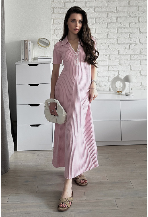 Сукня в'язка з гудзиками пудрова. Maritel. Зображення 2