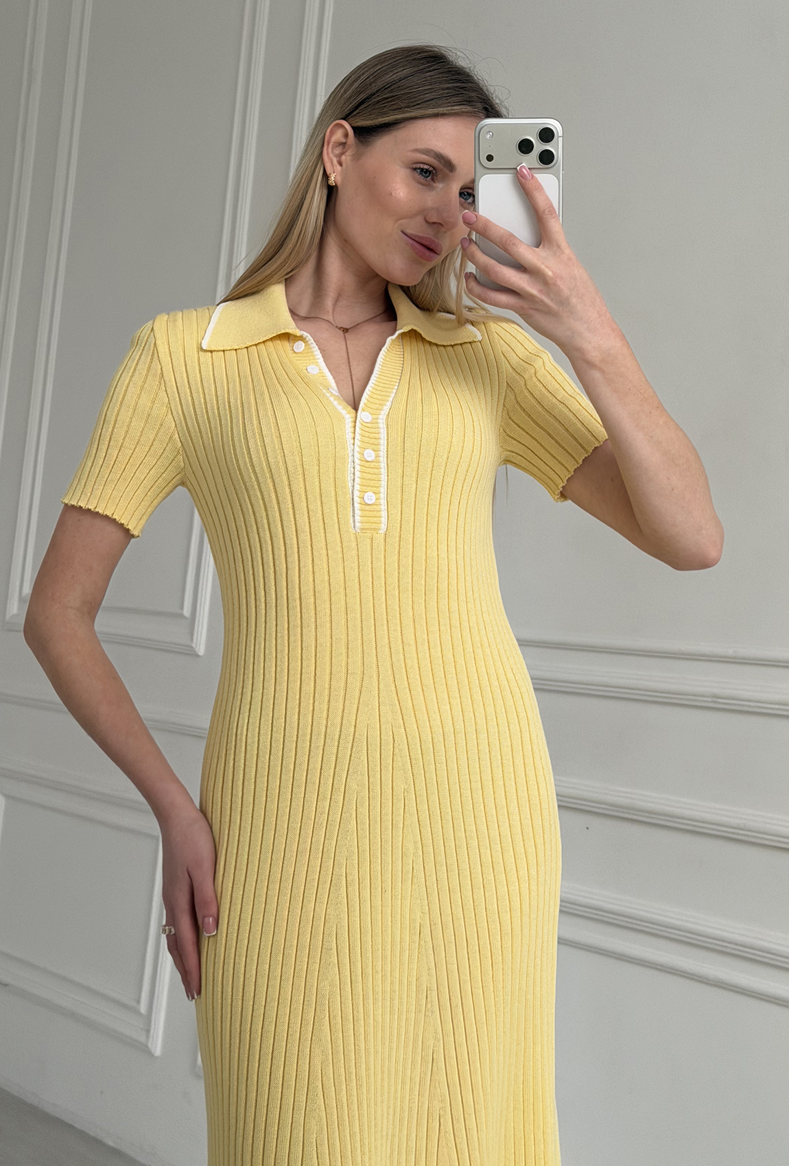 Платье вязка с пуговицами лимон. Maritel. Изображенние 1