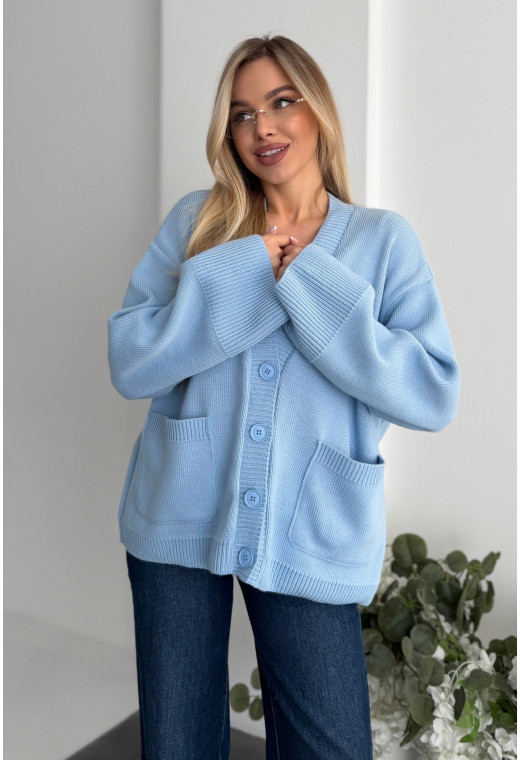 Кардиган вязка голубой. Maritel. Изображенние 1 Кардиган вязка голубой. Maritel. Изображенние 1