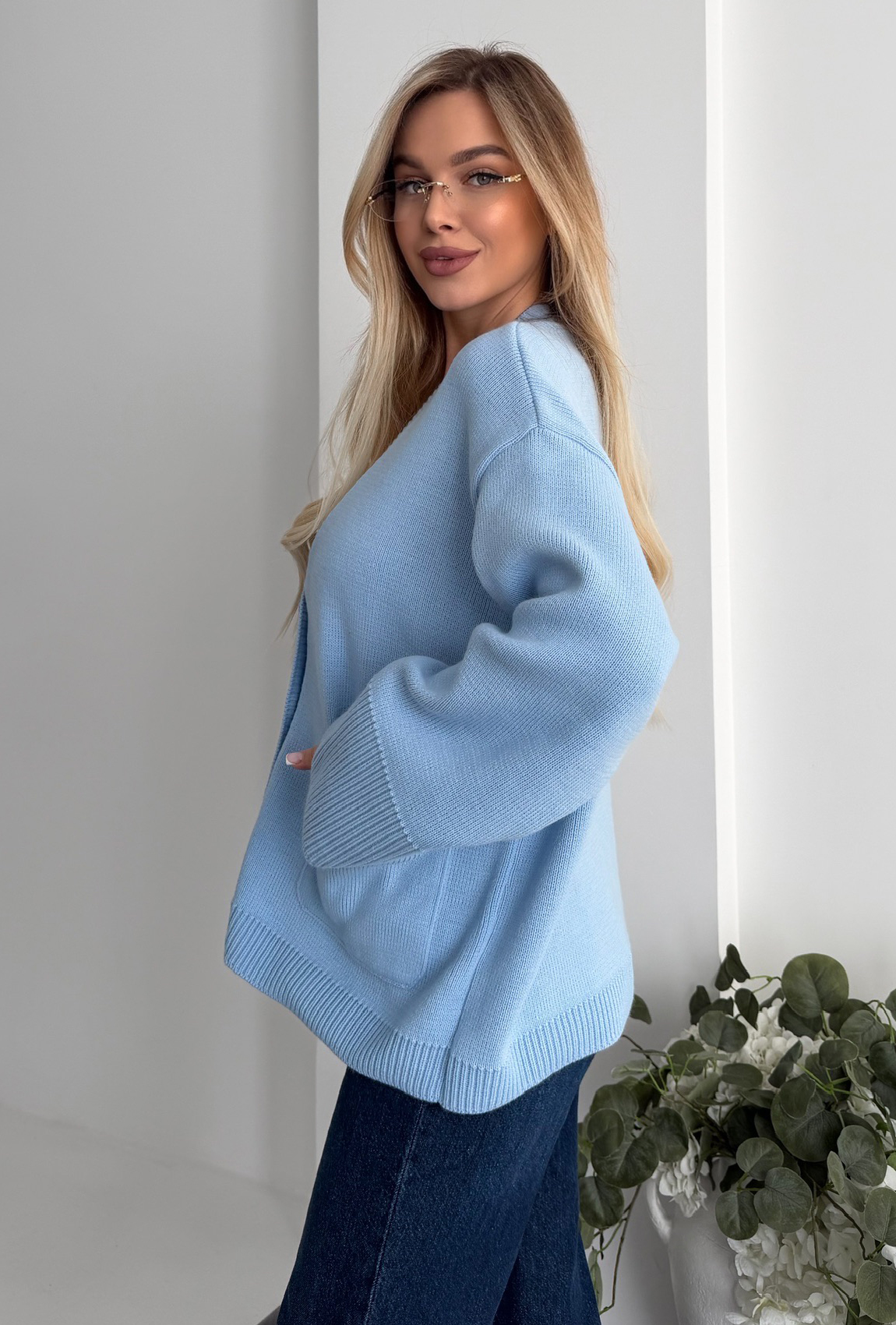 Кардиган вязка голубой. Maritel. Изображенние 1