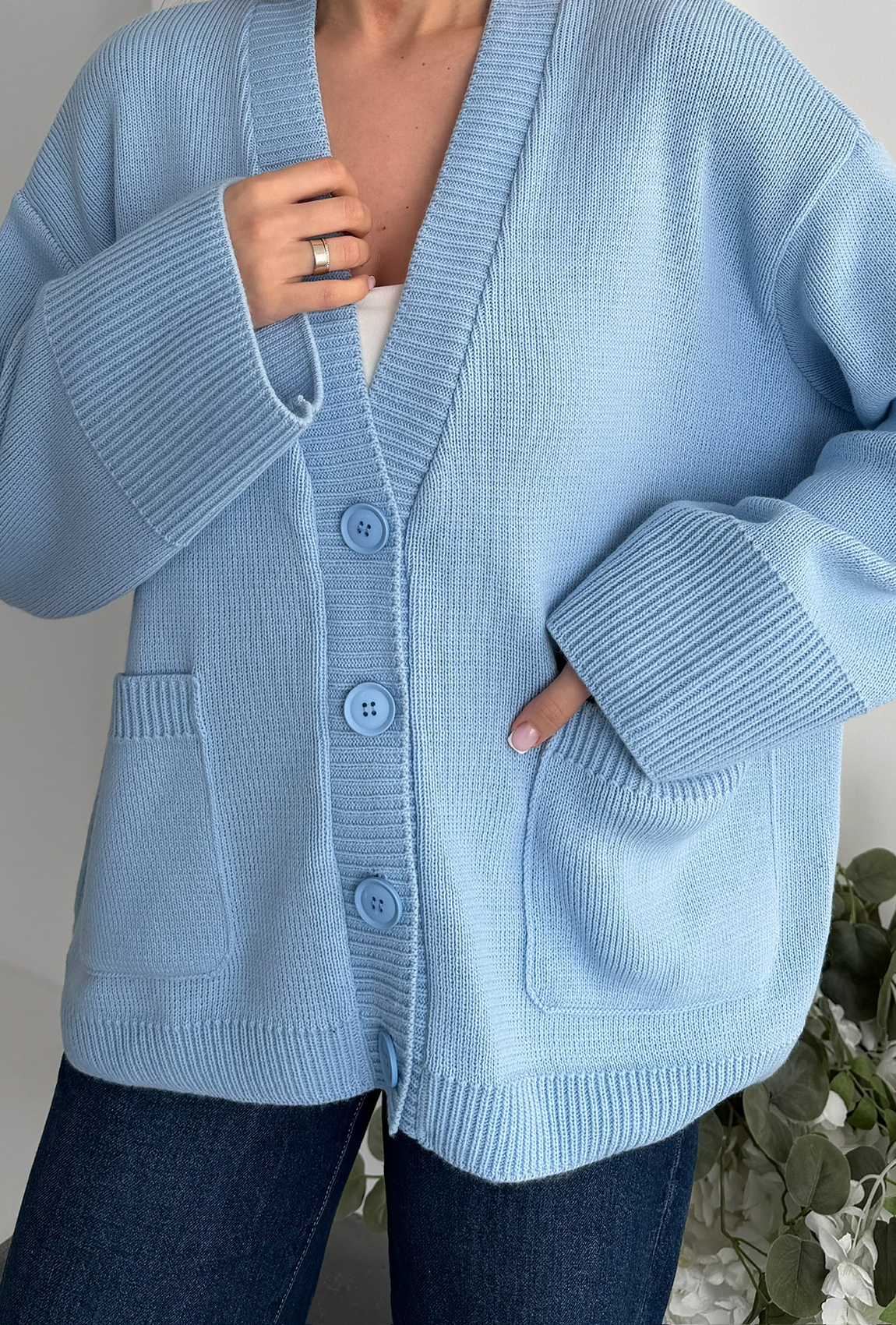 Кардиган вязка голубой. Maritel. Изображенние 4