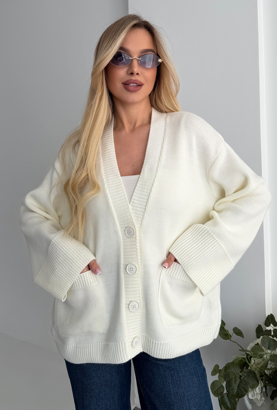 Кардиган вязка молочный. Maritel