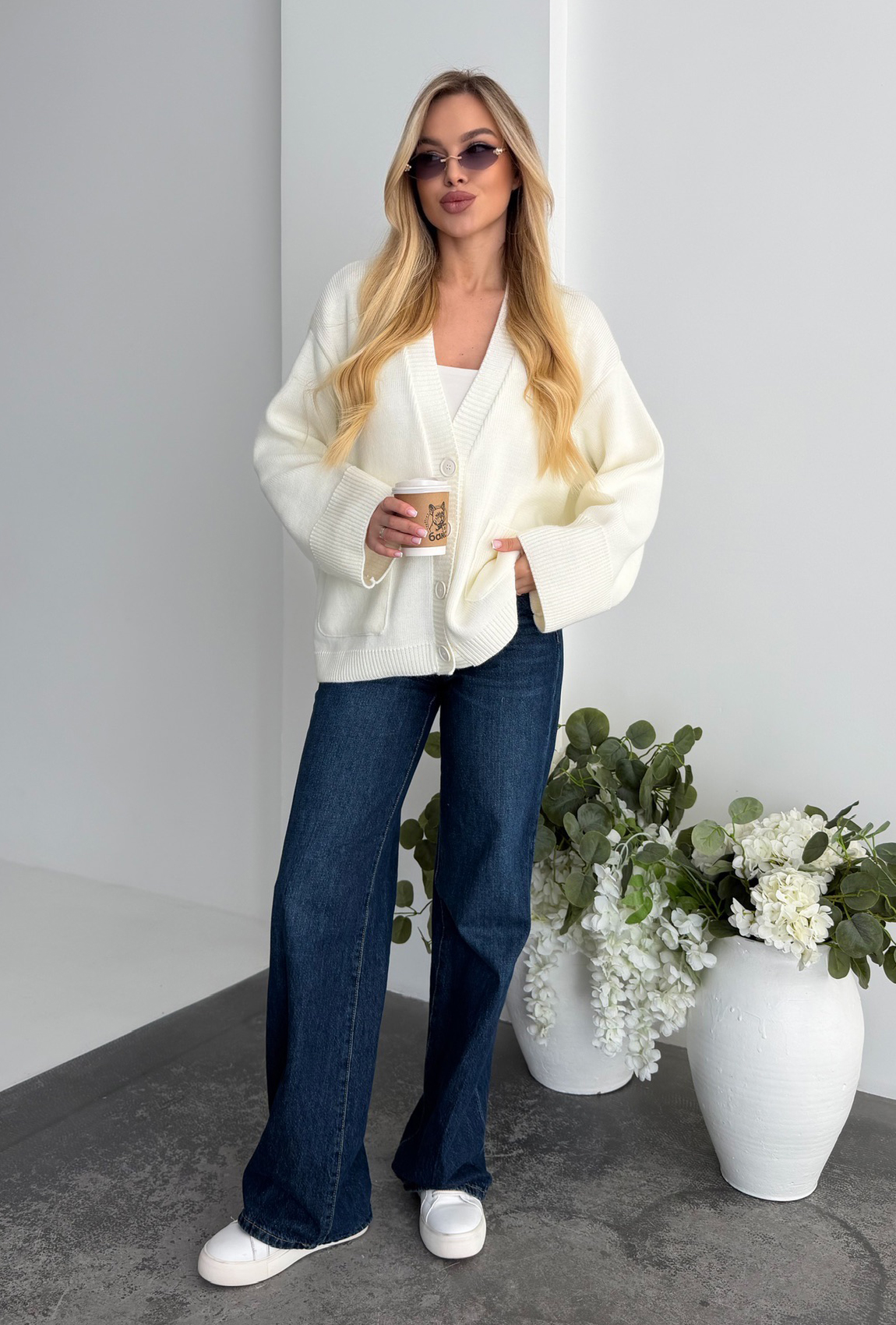 Кардиган вязка молочный. Maritel. Изображенние 3