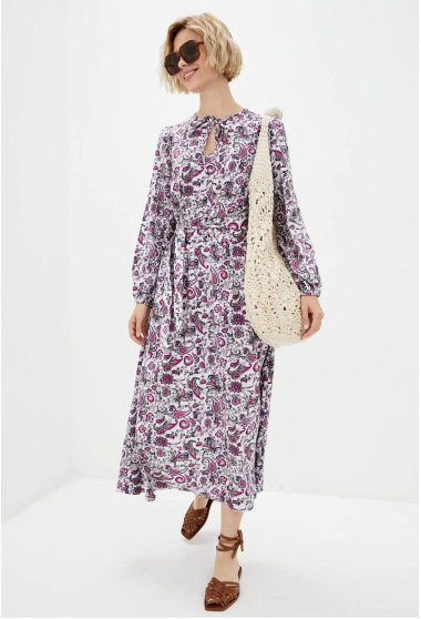 Біла сукня Аннет з фіолетовим принтом. Maritel. Зображення 5