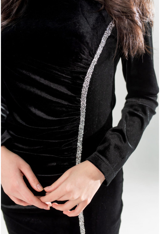 Черное бархатное платье с драпировкой — 983145. Maritel. Изображенние 2 Черное бархатное платье с драпировкой — 983145. Maritel. Изображенние 2