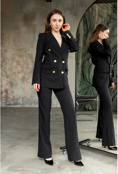 Чорний брючний костюм з золотими гудзиками. Maritel. Зображення 8