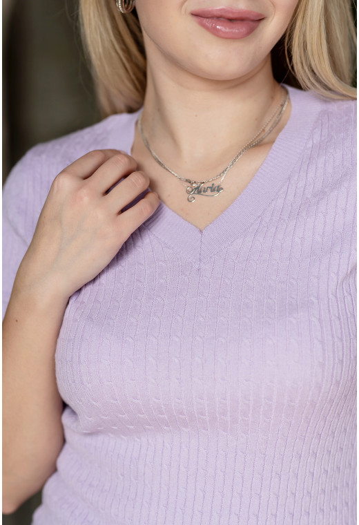 Лавандова в'язана футболка з V вирізом — 434106. Maritel. Зображення 3 Лавандова в'язана футболка з V вирізом — 434106. Maritel. Зображення 3