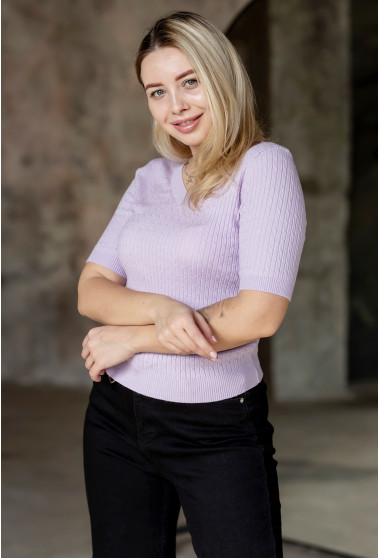  Вязаная лавандовая футболка с V вырезом. Maritel. Изображенние 8