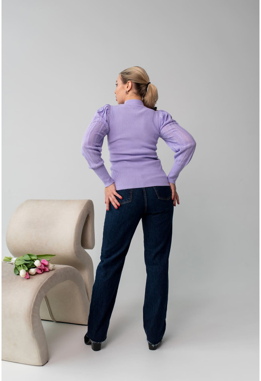 Лавандовий гольф з ажурним рукавом — 697598. Maritel. Зображення 1 Лавандовий гольф з ажурним рукавом — 697598. Maritel. Зображення 1