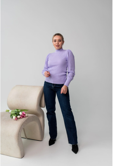 Лавандовий гольф з ажурним рукавом. Maritel. Зображення 1