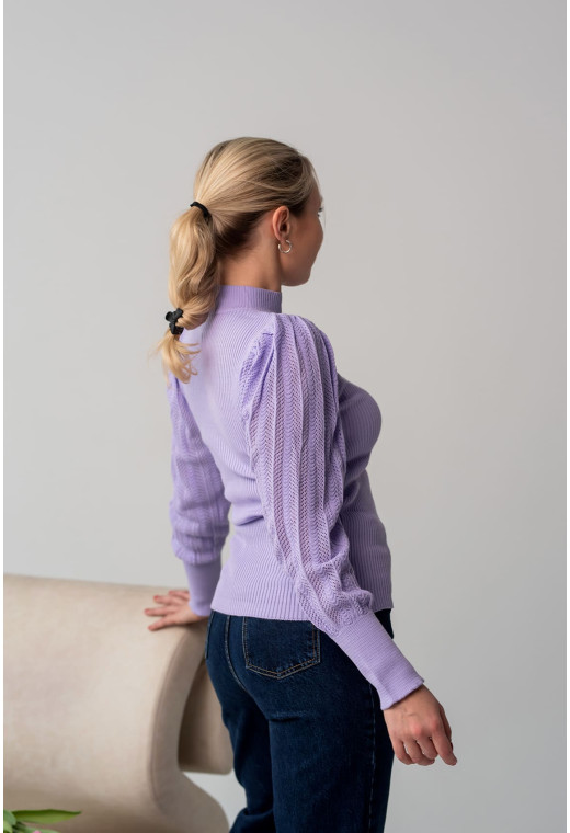 Лавандовий гольф з ажурним рукавом — 697598. Maritel. Зображення 3 Лавандовий гольф з ажурним рукавом — 697598. Maritel. Зображення 3