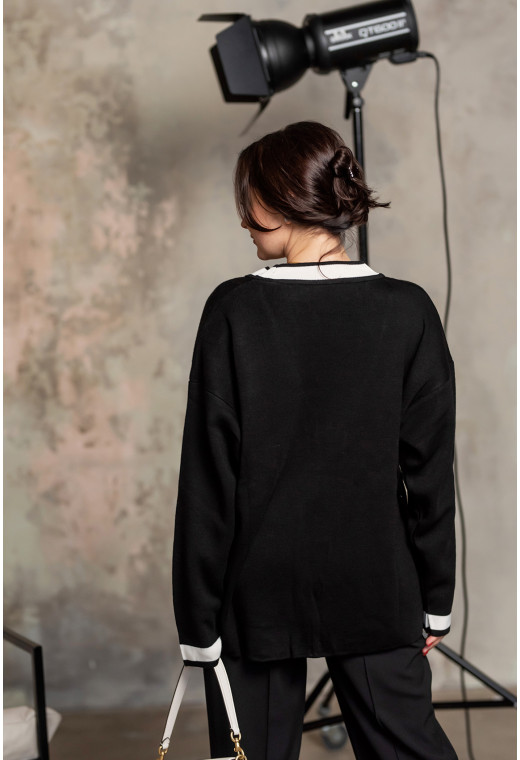 Чорний кардиган з золотими гудзиками — 549906. Maritel. Зображення 3 Чорний кардиган з золотими гудзиками — 549906. Maritel. Зображення 3