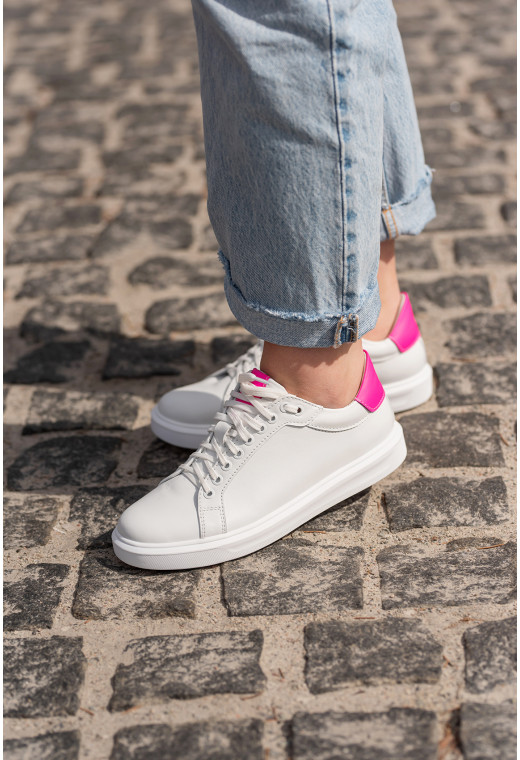 Білі базові кеди із малиновими вставками — 564015. Maritel. Зображення 1 Білі базові кеди із малиновими вставками — 564015. Maritel. Зображення 1