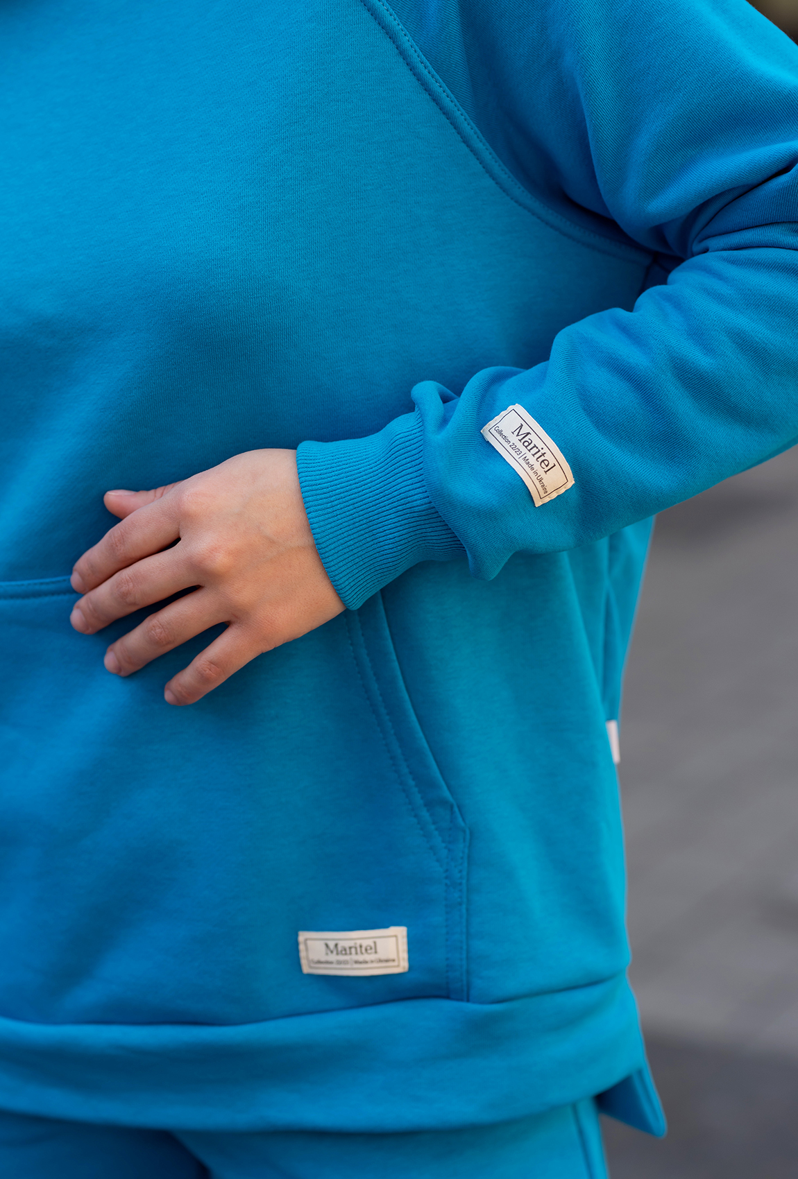 Блакитний спортивний костюм худі петля з довязом —  325359. Maritel. Зображення 4