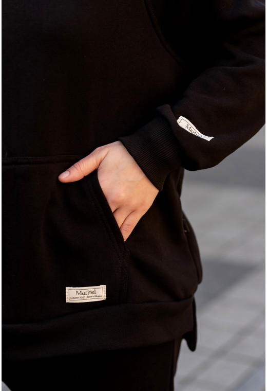 Черный костюм худи петля с довязом — 626148. Maritel. Изображенние 2 Черный костюм худи петля с довязом — 626148. Maritel. Изображенние 2