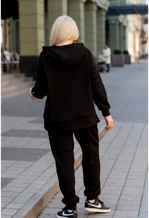 Черный костюм худи петля с довязом — 626148. Maritel. Изображенние 1 Черный костюм худи петля с довязом — 626148. Maritel. Изображенние 1