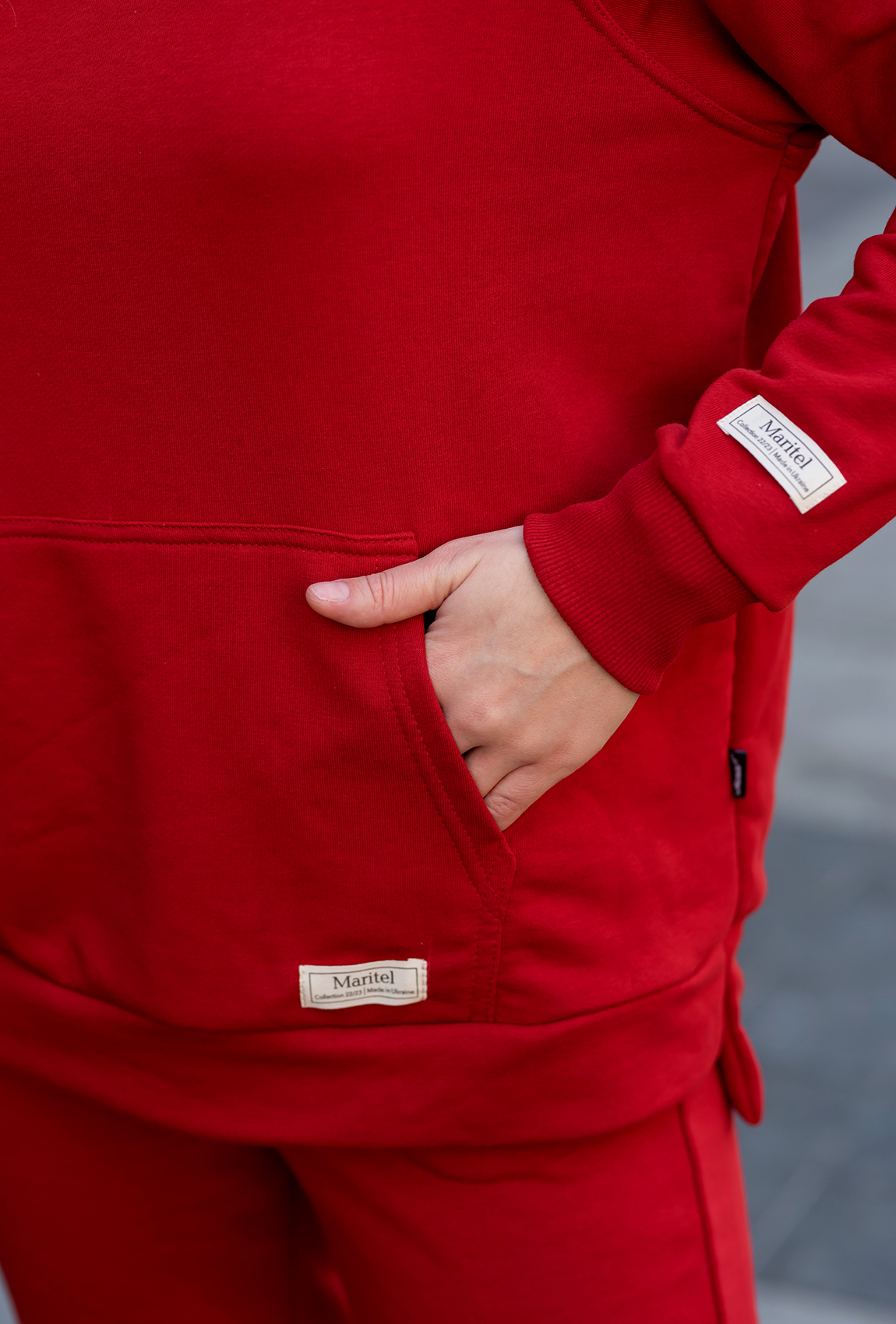 Червоний костюм худі петля з довязом —  837843. Maritel. Зображення 3