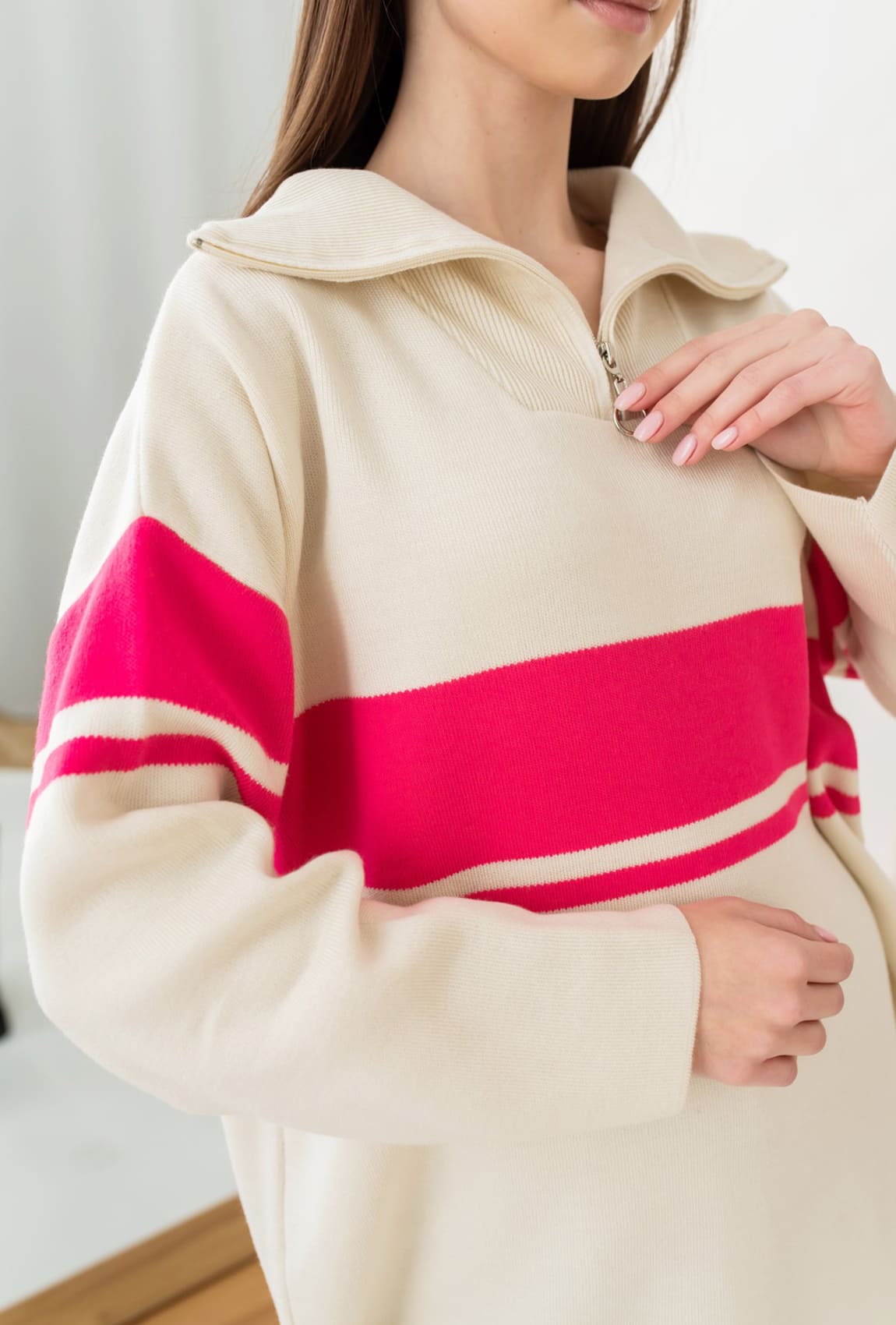 Рожева кофта під горло на блискавці —  610347. Maritel. Зображення 1