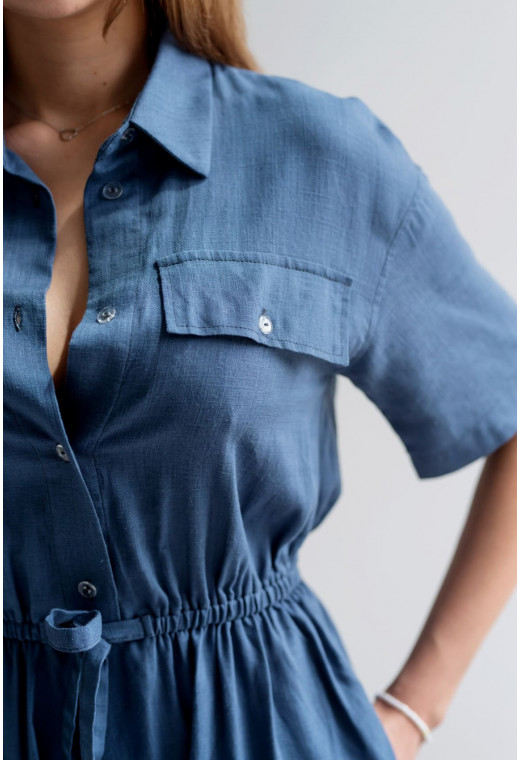 Синий льняной комбинезон — 506379. Maritel. Изображенние 1 Синий льняной комбинезон — 506379. Maritel. Изображенние 1