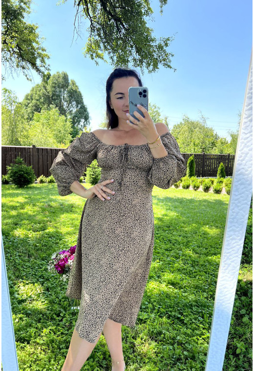 Коричнева сукня софт зі шнурком. Maritel. Зображення 1 Коричнева сукня софт зі шнурком. Maritel. Зображення 1