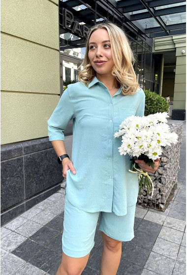 Ментоловый костюм жатка с шортами . Maritel. Изображенние 12