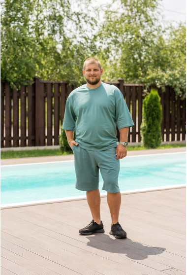 Оливковий костюм шорти + футболка чоловічий. Maritel. Зображення 4