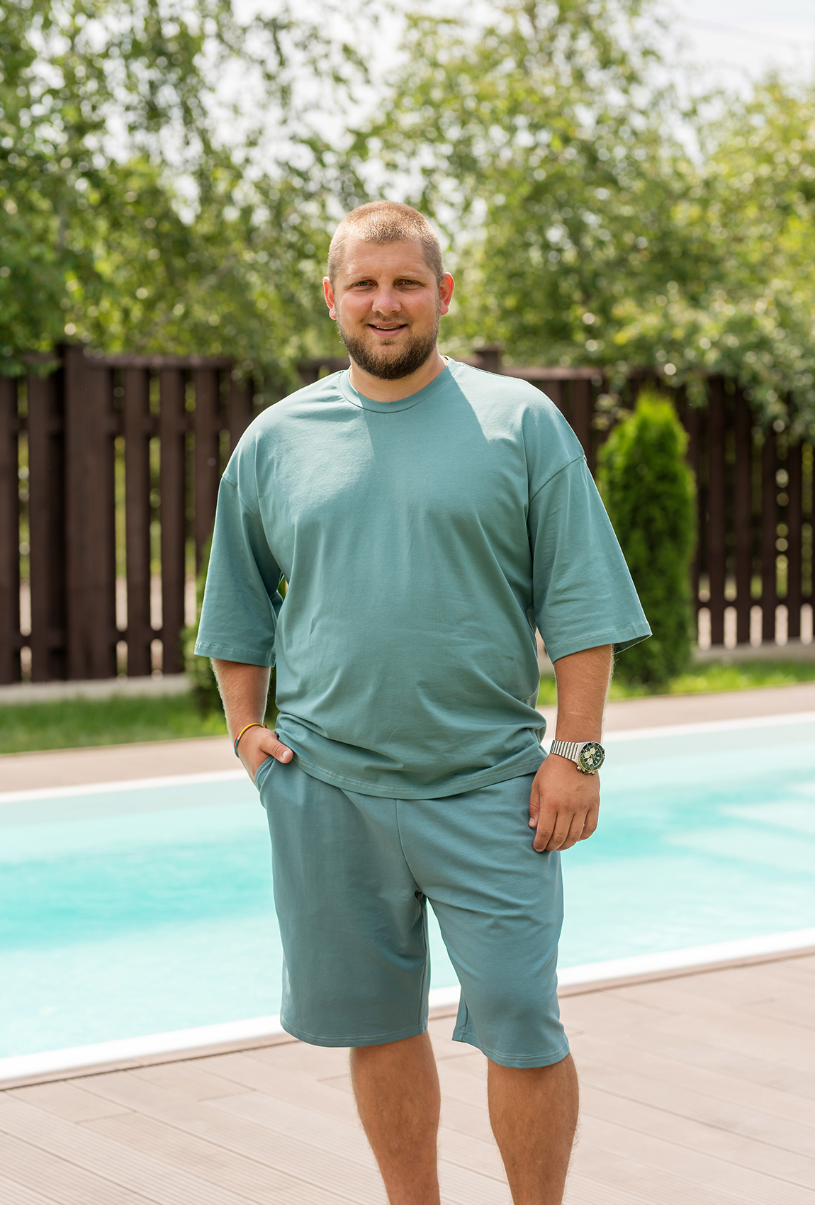 Оливковий костюм шорти + футболка чоловічий —  188107. Maritel. Зображення 1