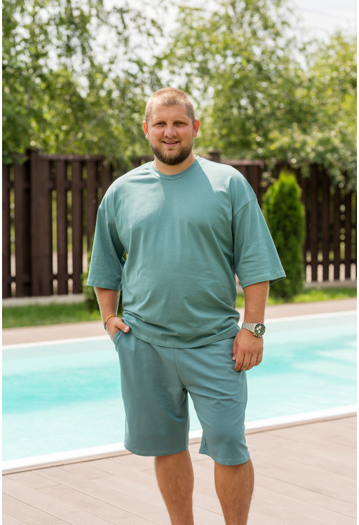 Оливковый костюм шорты + футболка мужская — 188107. Maritel. Изображенние 1 Оливковый костюм шорты + футболка мужская — 188107. Maritel. Изображенние 1